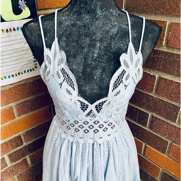 Saints and Hearts Lace Trim Eyelet Dress in Light Blue - Picture 4 of 11